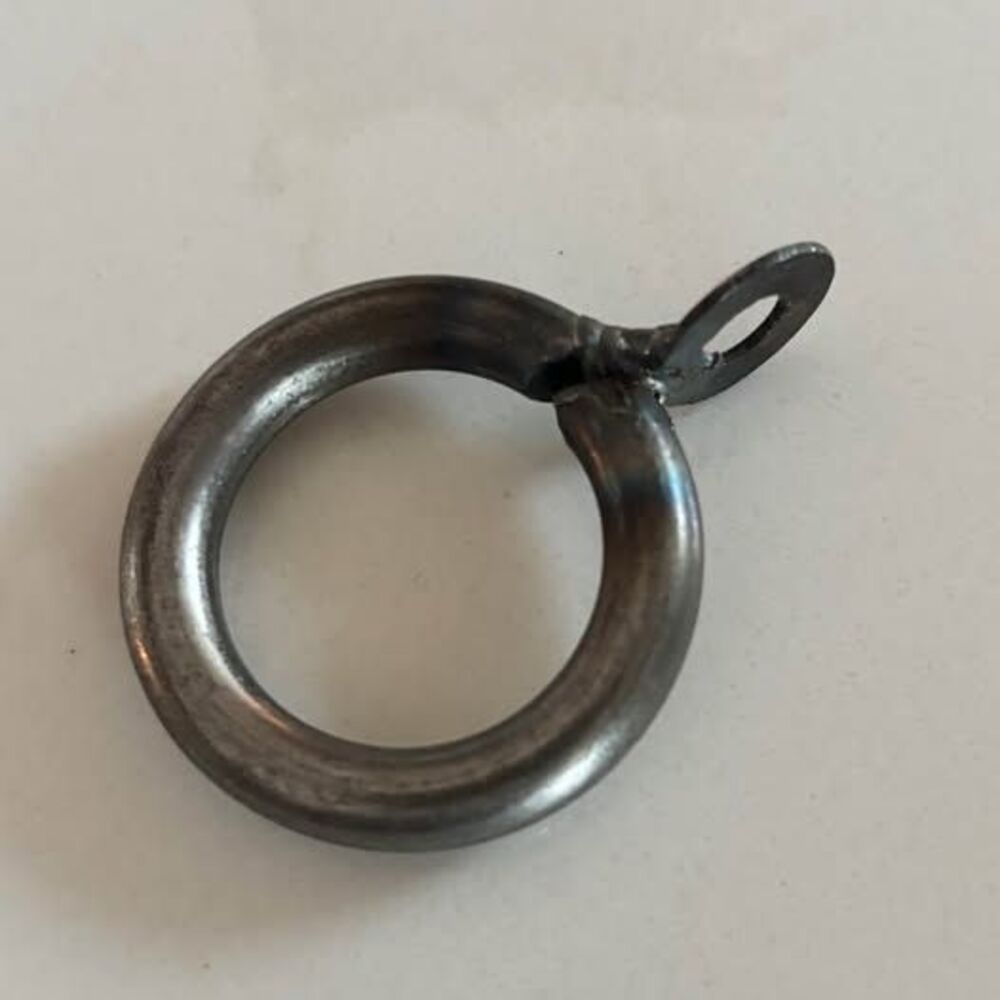 20 Metal Curtain Rod Rings Fixed Eyelet 1" Dark Pewter Color Vintage